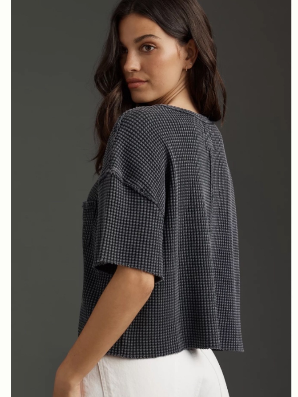 Pilcro by Anthropologie Oversized Cotton Short Sleeve Waffle Tee Blue Size M - Picture 3 of 8